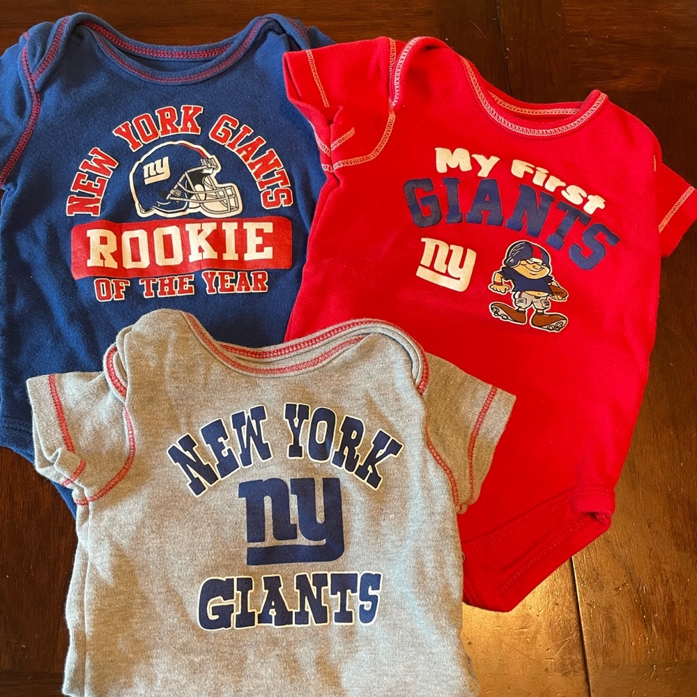 NY Giants 3-6 months onesies